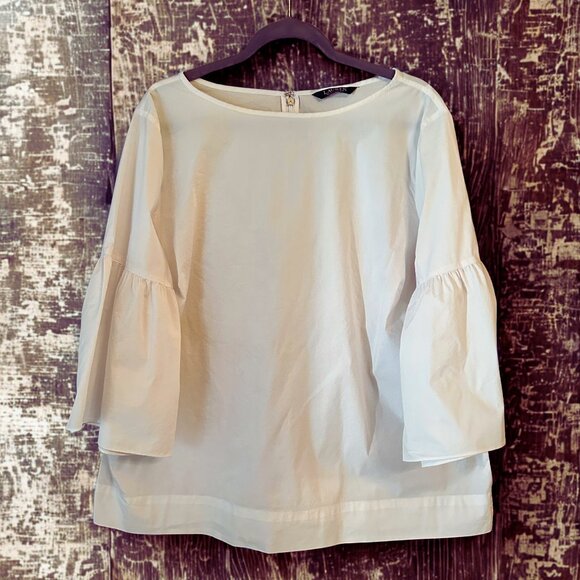 Ralph Lauren Boat Neck Bell Sleeve White Blouse - Picture 2 of 16